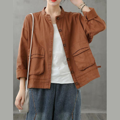 Luvik | suklaa Suuret Koot Naiset Suunnittelu Korkea Kaulus Takki