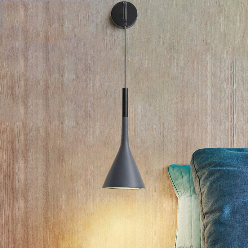 Skandinavisk bedside pendel vegglampe – Justerbar ledning | Luvikno