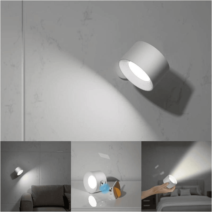 Trådløs Vegglampe – 360° Justerbar og Oppladbar LED-belysning (USB)