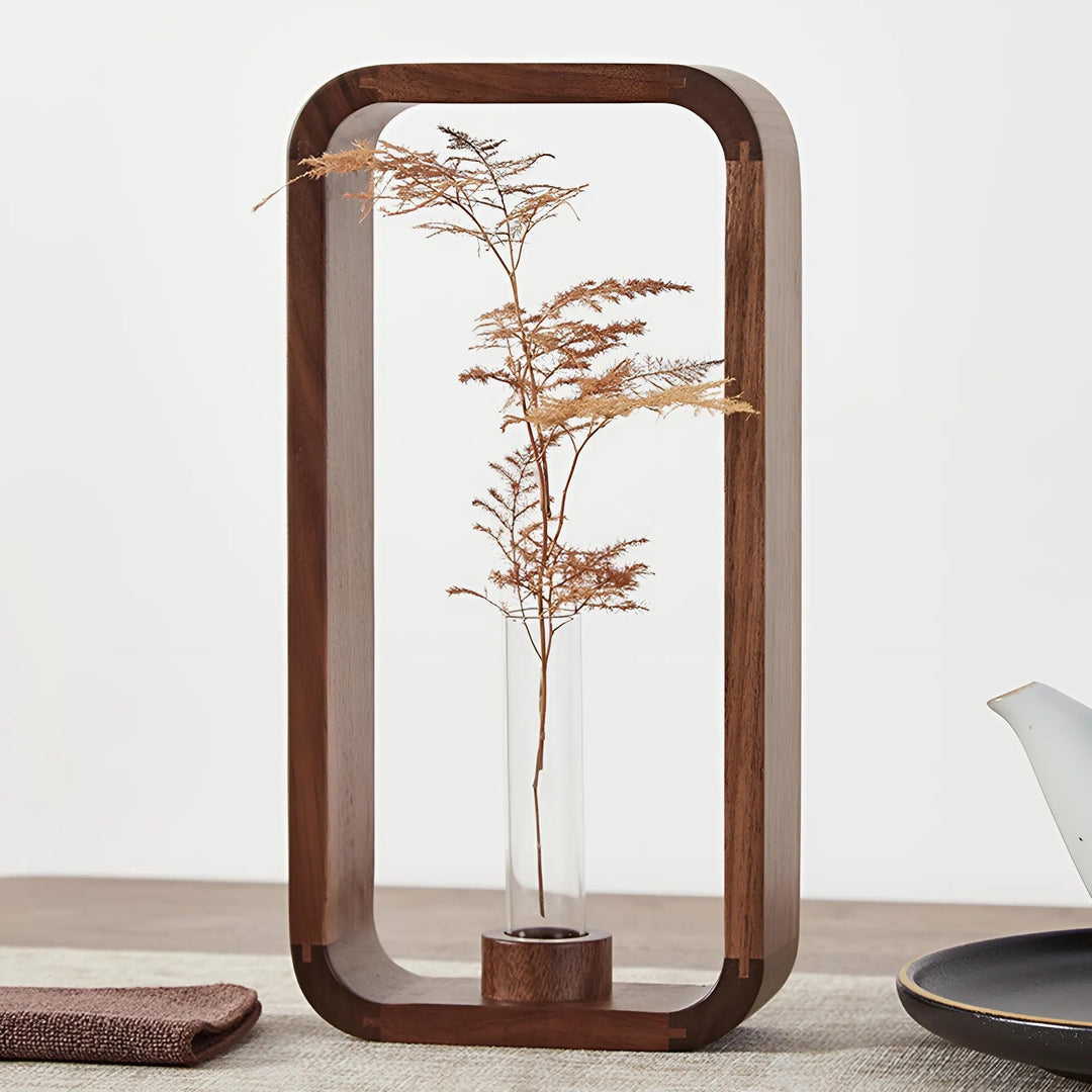 Solid Wood Hydroponic Plant Vase - Rustic HeMu Design | Luvikno