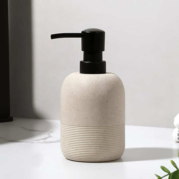 Elegant Resin Såpedispenser i Holdbar Sandstein Stil | Luvikno