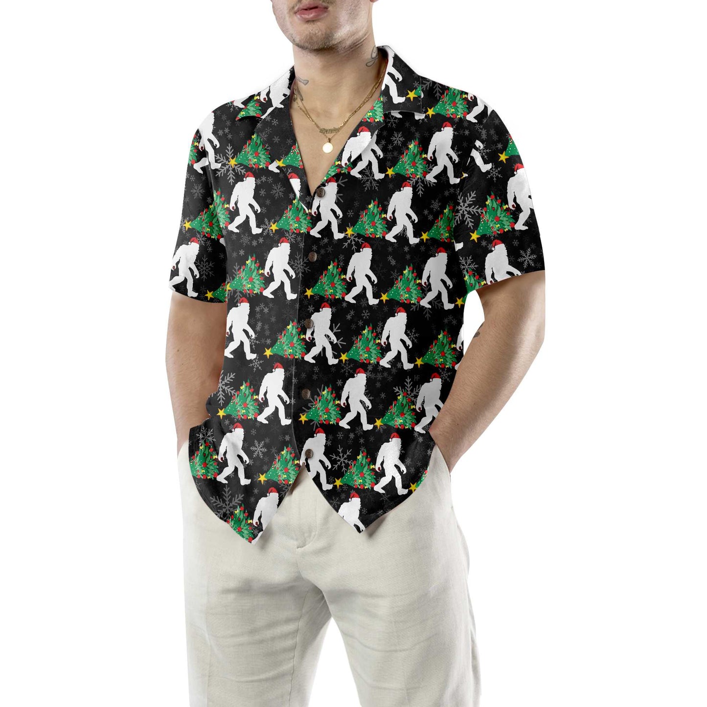 Luvik | Bigfoot Jouluksi Hawaii-paita, Bigfoot Joulupaita, Hauska Joululahja-idea