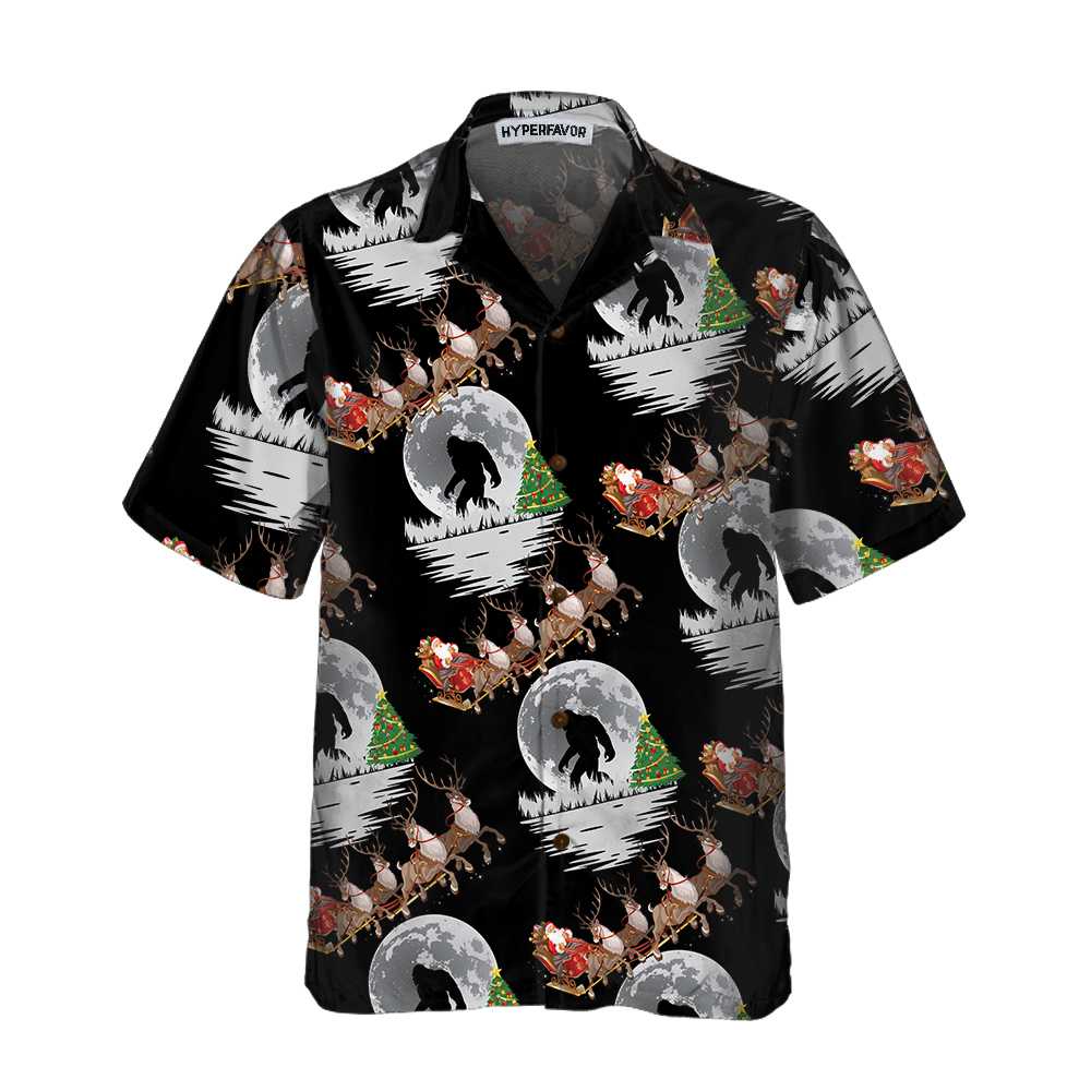 Luvik | Bigfoot & Joulupukki jouluna Havaijilainen paita, Hauskat joulupaidat miehille