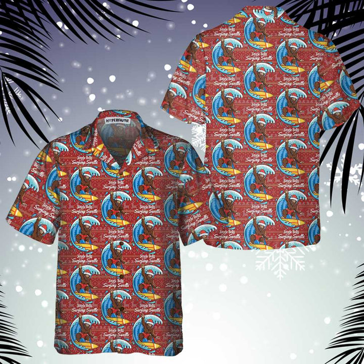 Luvik | Hawaii-skjorte Bigfoot Surf Jul, Bigfoot jules morsomme t-skjorte, Beste julegaveidé