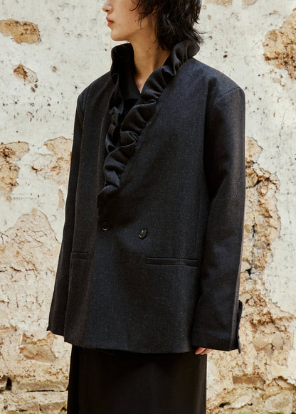 Luvik | V-kauluspainikkeilla varustettu puuvillatakki taskuilla