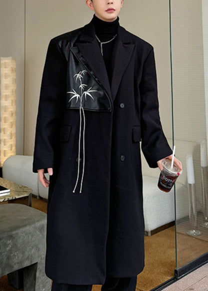 Luvik | Villakangas takki kaksinkertaisilla napituksilla taskuilla miehille talvi käänteet