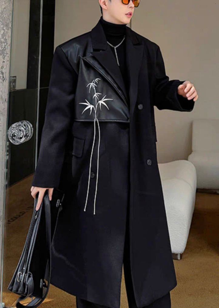 Luvik | Villakangas takki kaksinkertaisilla napituksilla taskuilla miehille talvi käänteet