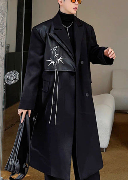 Luvik | Villakangas takki kaksinkertaisilla napituksilla taskuilla miehille talvi käänteet