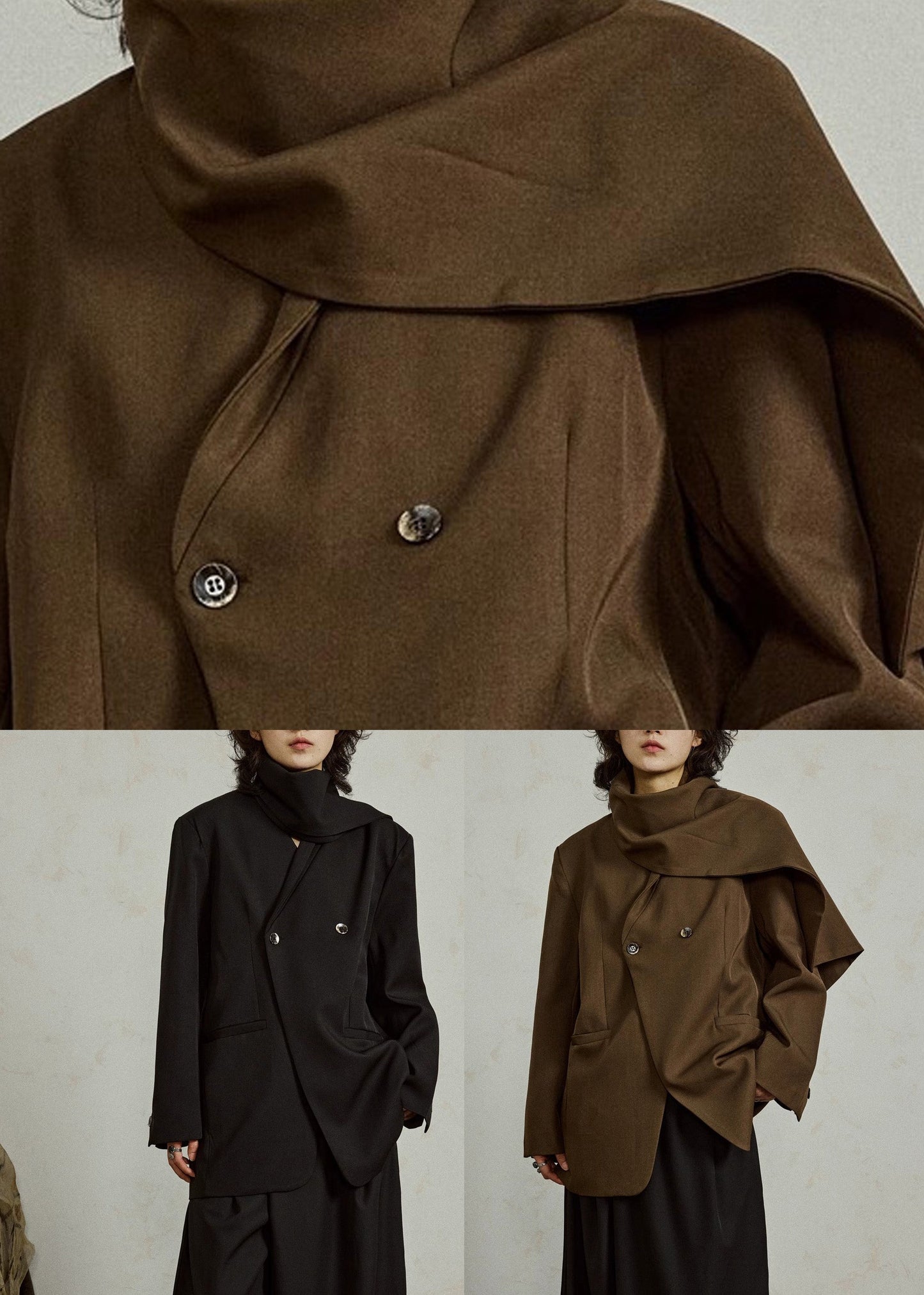 Luvik | Ompelubuttonyhdistelmät yksiväriset pitkähihaiset takit