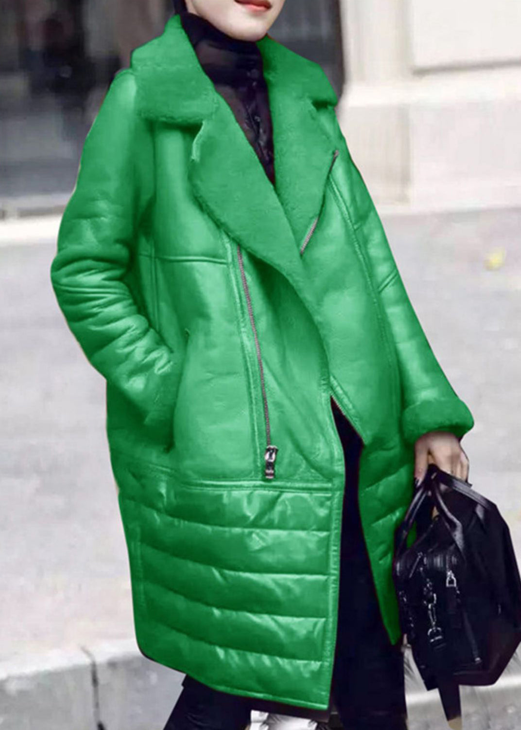 Luvik | Patchwork-takki, jossa on vetskari, pitkät hihat