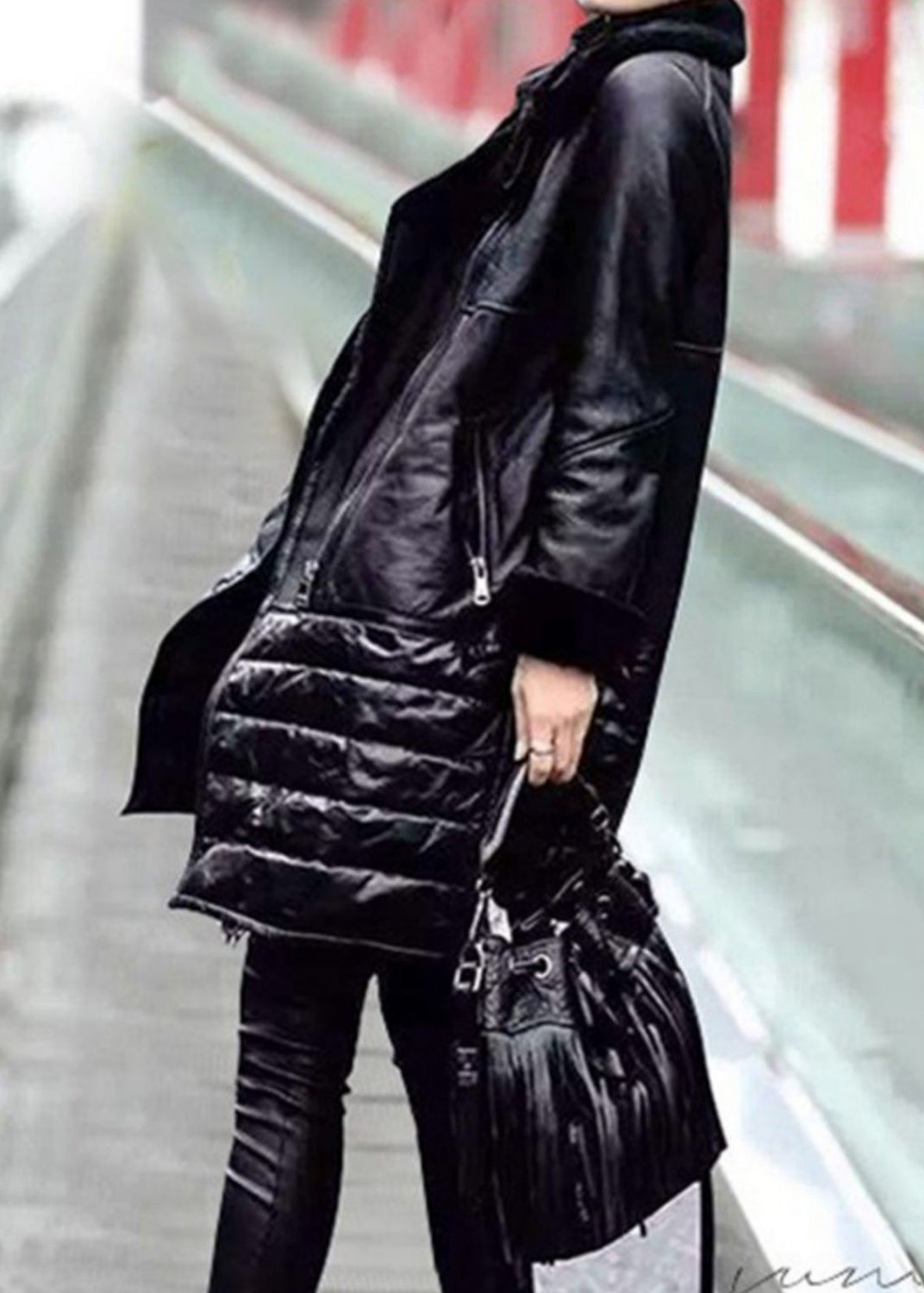 Luvik | Patchwork-takki, jossa on vetskari, pitkät hihat