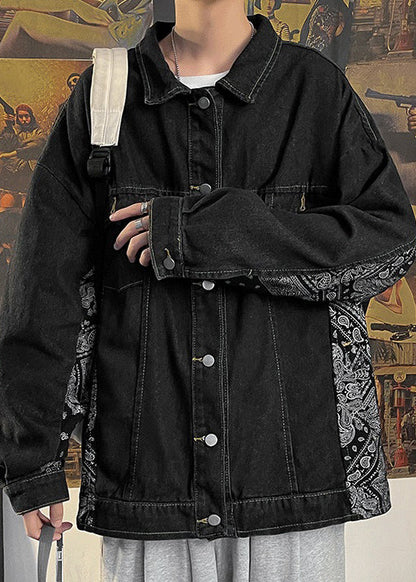 Luvik | Painetut laukut miesten takit Peter Pan -kauluksella