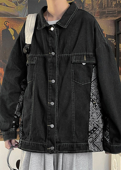 Luvik | Painetut laukut miesten takit Peter Pan -kauluksella