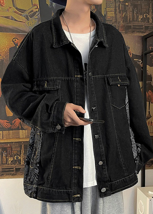 Luvik | Painetut laukut miesten takit Peter Pan -kauluksella