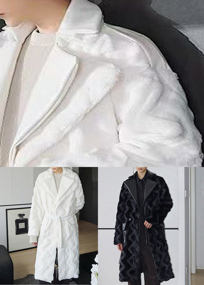 Luvik | Synteettinen nahka patchwork vyö miesten takit kaksinkertainen kerros talvi