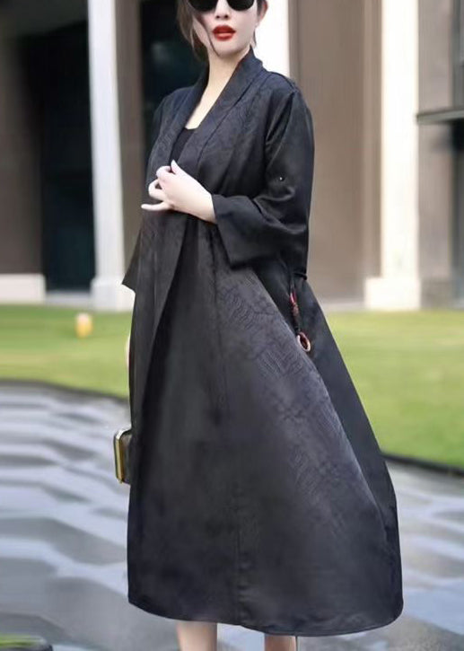 Luvik | Midjeelastisk lang silket coat V-hals