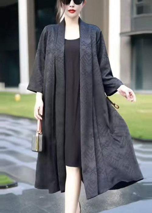 Luvik | Midjeelastisk lang silket coat V-hals