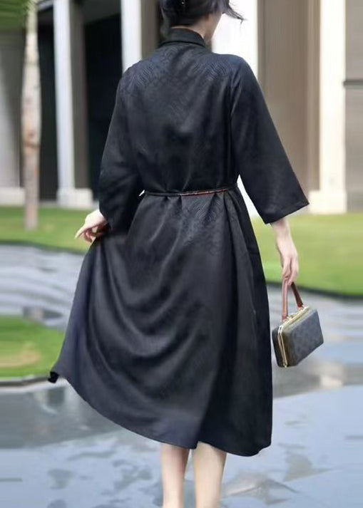 Luvik | Midjeelastisk lang silket coat V-hals