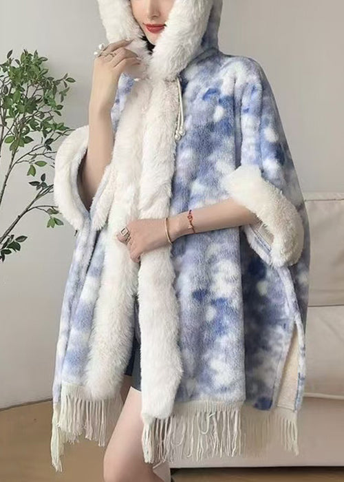 Luvik | Varm fleece-jakke patchwork med knapper, hette og flaggermusliknende ermer