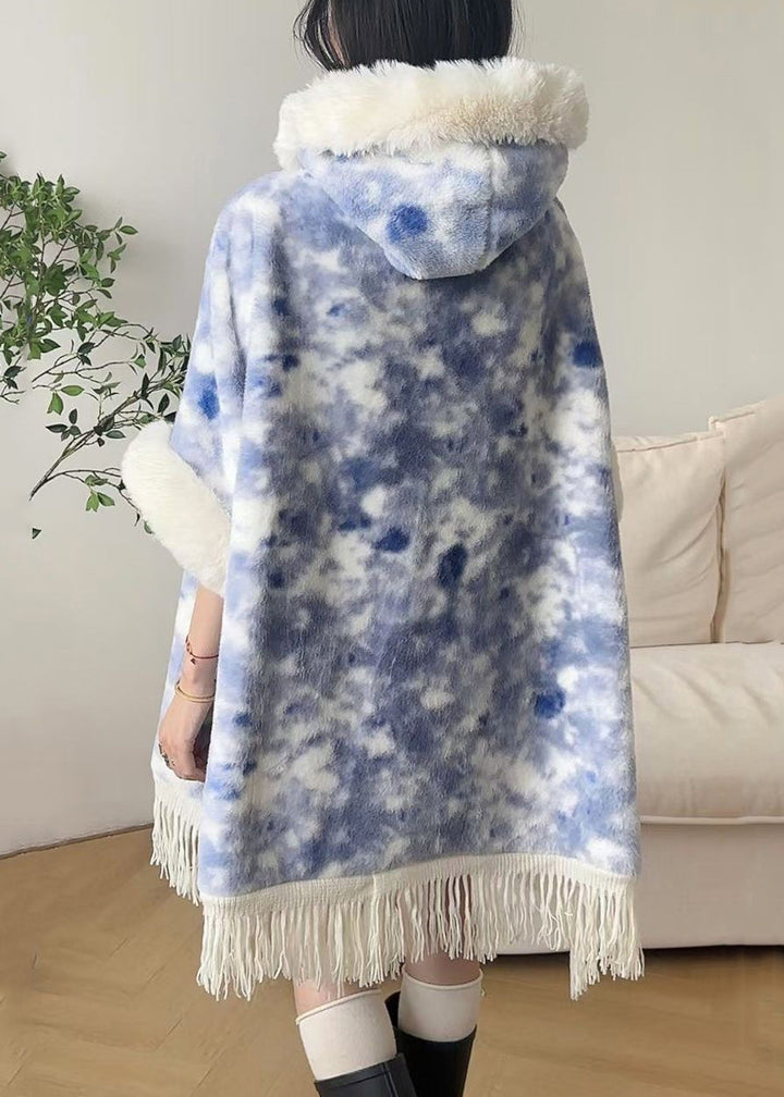 Luvik | Varm fleece-jakke patchwork med knapper, hette og flaggermusliknende ermer