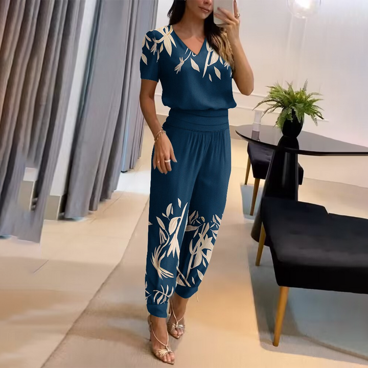 Luvik | Lyhythihainen V-pääntie jumpsuit naisille