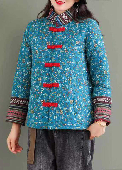 Luvik | Kiinalaisen napin painatus paksut retro-takit, joissa on hienoa puuvill täyte talveksi