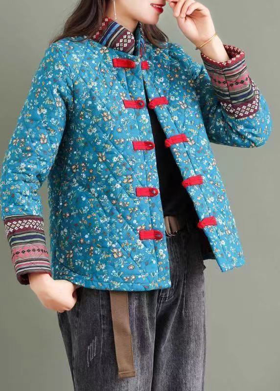 Luvik | Kiinalaisen napin painatus paksut retro-takit, joissa on hienoa puuvill täyte talveksi