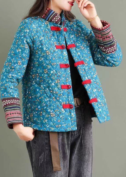 Luvik | Kiinalaisen napin painatus paksut retro-takit, joissa on hienoa puuvill täyte talveksi