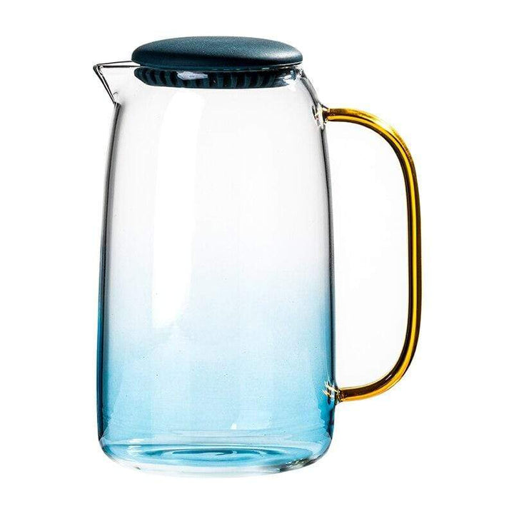 Blå glasskrukke med matchende drikkeglass Luvikno