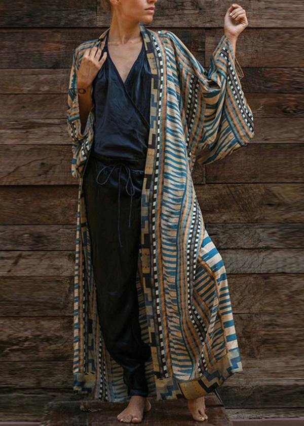 Luvik | Sininen Geometrinen Kuviollinen Kimono Kylpytakki