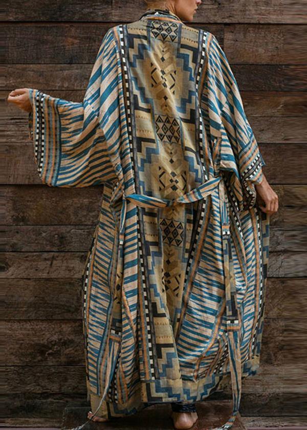 Luvik | Sininen Geometrinen Kuviollinen Kimono Kylpytakki
