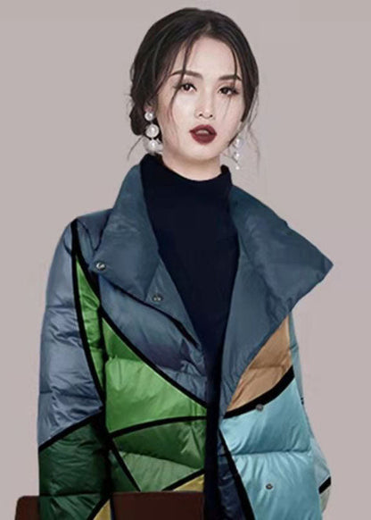 Luvik | Lämmin puuvillablousoni korkealla kauluksella, jossa on painettuna väriblokki talveksi