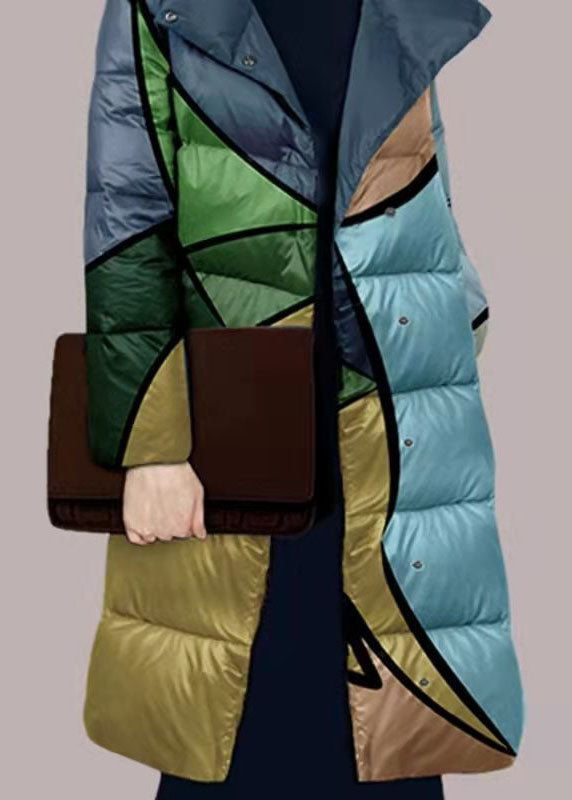 Luvik | Lämmin puuvillablousoni korkealla kauluksella, jossa on painettuna väriblokki talveksi