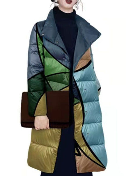 Luvik | Lämmin puuvillablousoni korkealla kauluksella, jossa on painettuna väriblokki talveksi