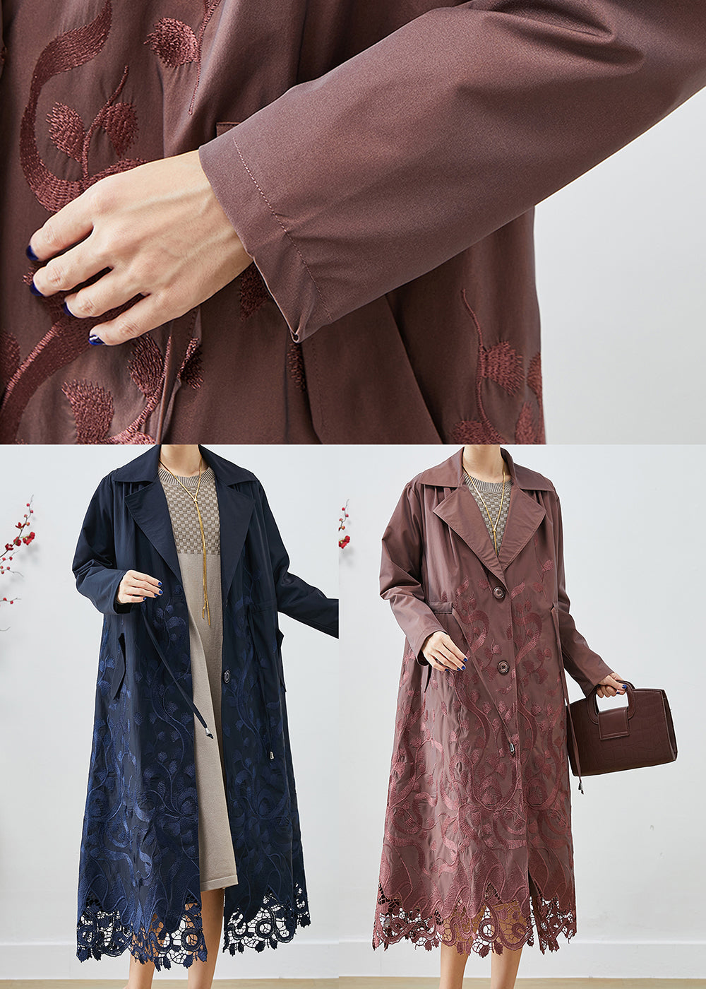 Luvik | Trenchcoat og spandex brodert blå