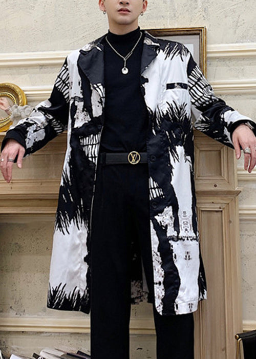 Luvik | Valkoinen Avoin kaulus Painettu Puuvilla Miesten Takit