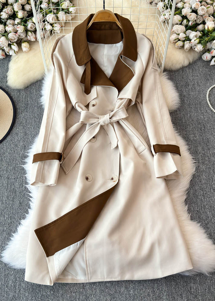 Luvik | Beige Med Lommer Knapper Belte Lange Trenchcoat