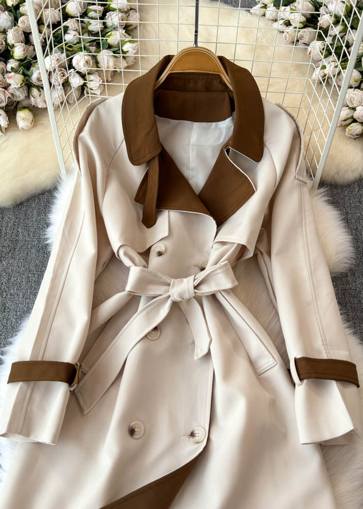 Luvik | Beige Med Lommer Knapper Belte Lange Trenchcoat