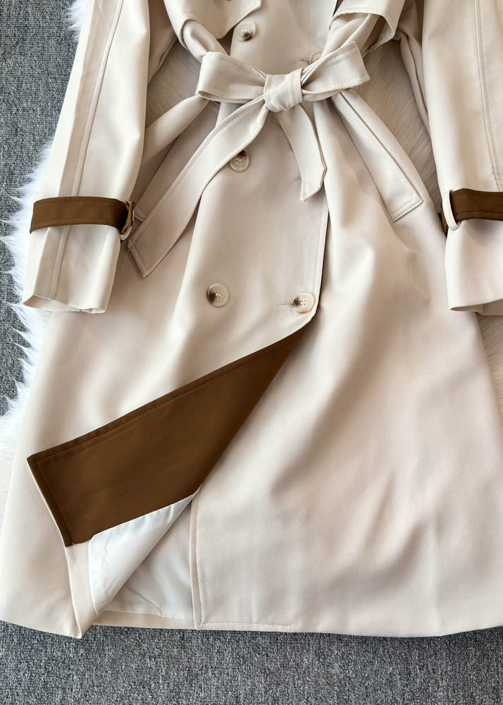 Luvik | Beige Med Lommer Knapper Belte Lange Trenchcoat