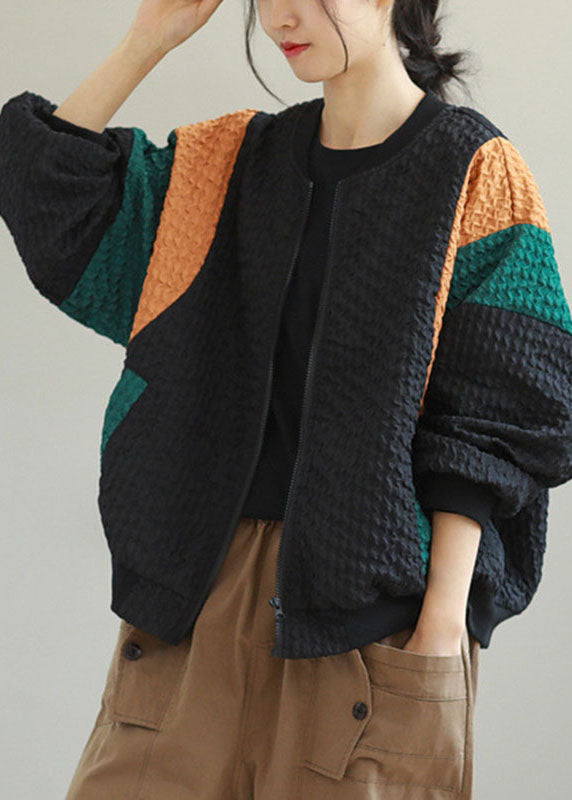 Luvik | Mustat rento leikkaus takit vetoketjulla ja taskuilla