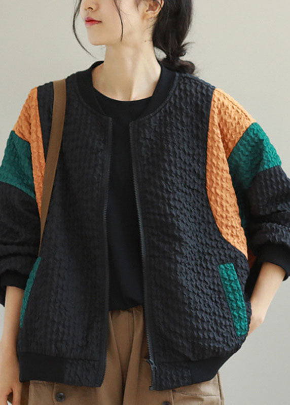 Luvik | Mustat rento leikkaus takit vetoketjulla ja taskuilla