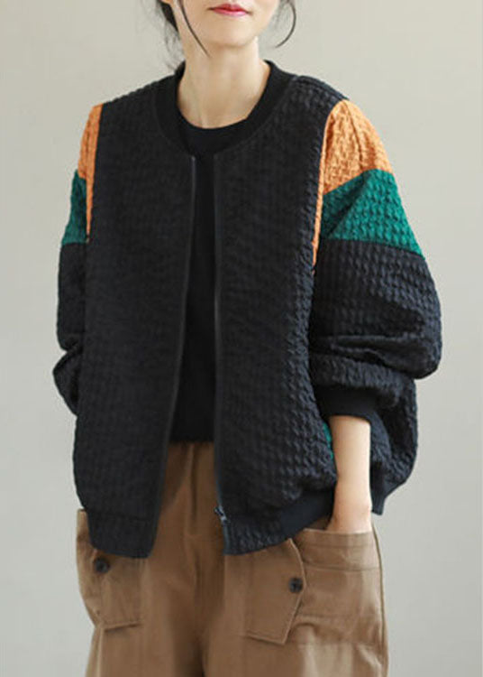 Luvik | Mustat rento leikkaus takit vetoketjulla ja taskuilla