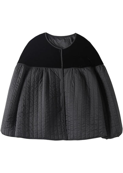 Luvik | Patterneilla varustetut mustat napilliset talvitakit, O-niskainen, pitkät hihat