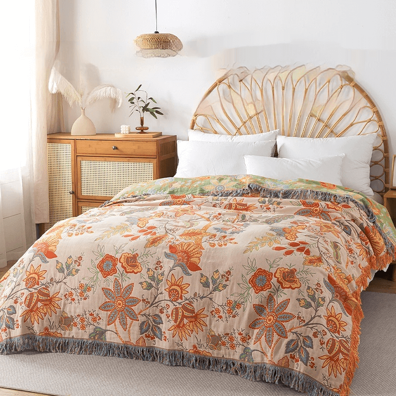 Luvikno | Knyttbar bomullsteppe med jacquard og boho-mønster