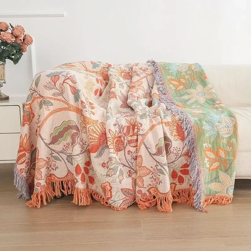 Luvikno | Knyttbar bomullsteppe med jacquard og boho-mønster