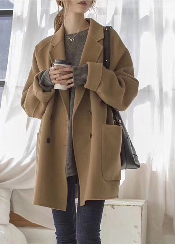 Luvik | Camel Painettu Napit Yksivärinen Villa Takit