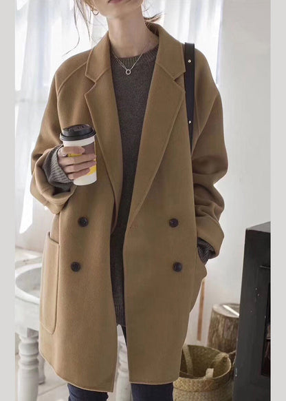 Luvik | Camel Painettu Napit Yksivärinen Villa Takit