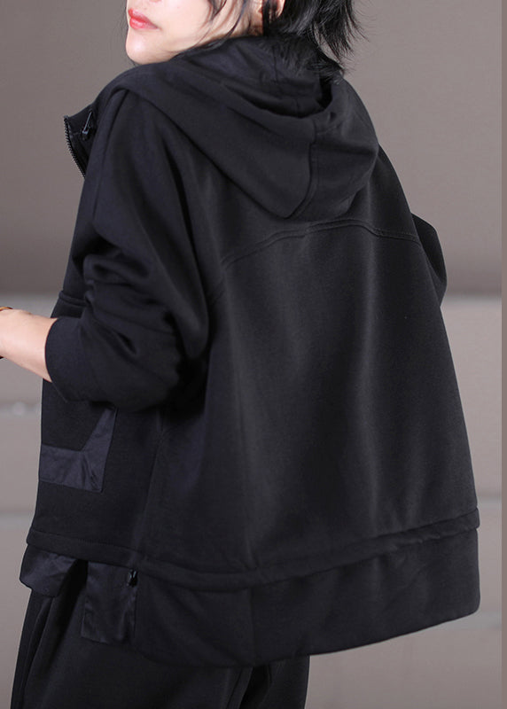 Luvik | Khaki Glidelås Patchwork Hettegenser