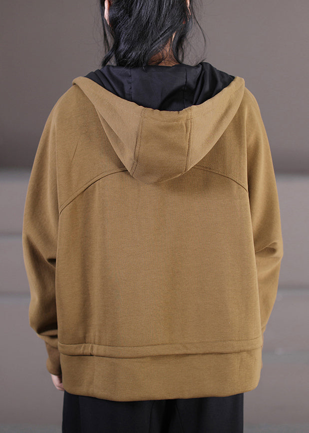 Luvik | Khaki Glidelås Patchwork Hettegenser