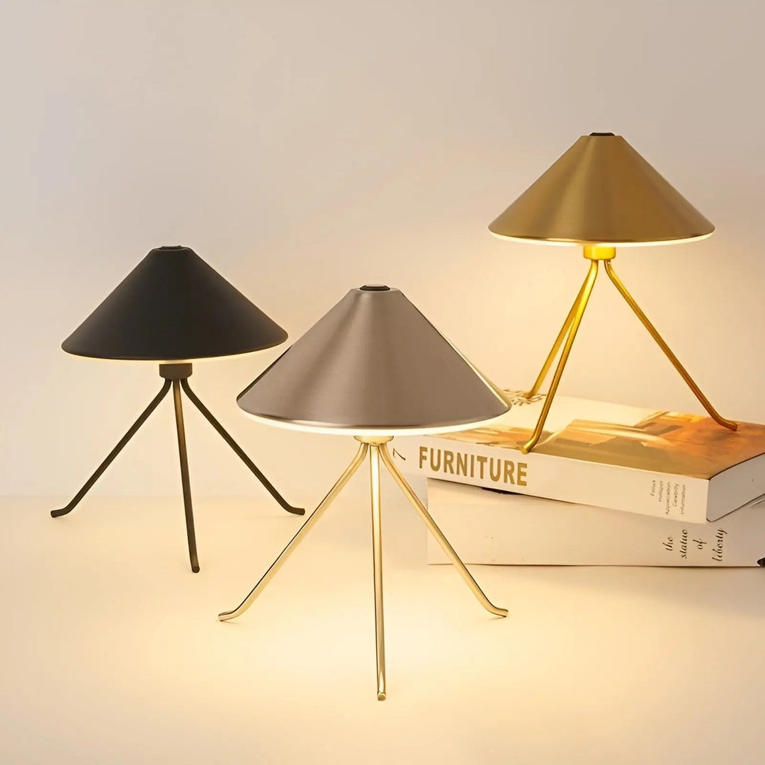 Luvikno | Eleganza Luxe Bordlampe – USB Oppladbart LED Belysning med Elegant Design i Svart, Gull og Sølv